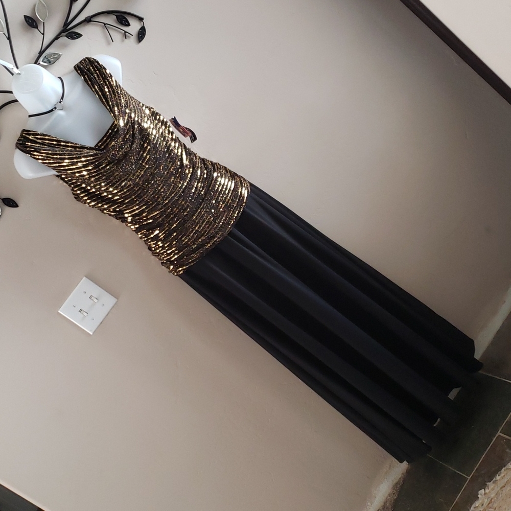 R & M Richards full length sheath gown